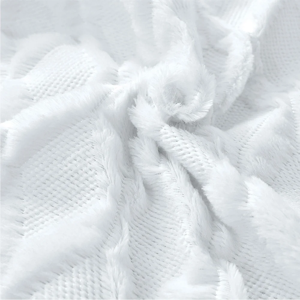 White Ivory Farmhouse Pillow Cover Furry Faux Luxury Soft Warm Pillow Case Set